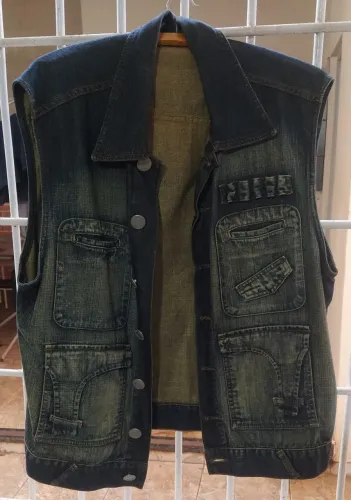 Colete jeans masculino 