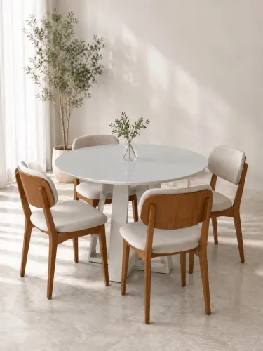 Mesa de Jantar Redonda com 4 Cadeiras