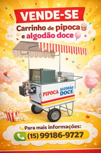 Carrinho de pipoca e algodão doce