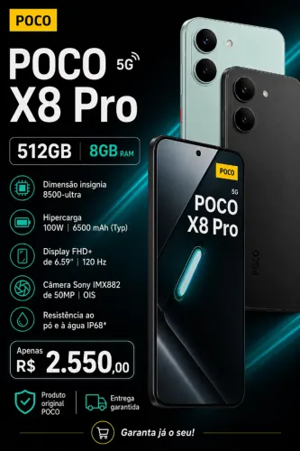 Poco X8 Pro 512GB/8GB (Black e Verde)