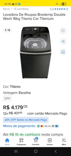 Brastemp DOUBLE WASH 15 KG EXCELENTE