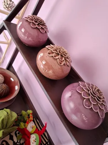 Vaso cerâmica flor 03 pcs 