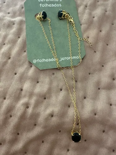Colar e brinco folheados a ouro 18k