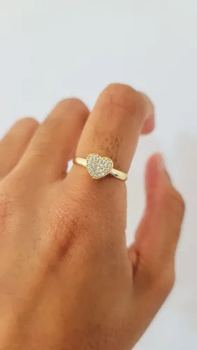 Anel Coração chuveirinho Ouro 18k DESCONTO