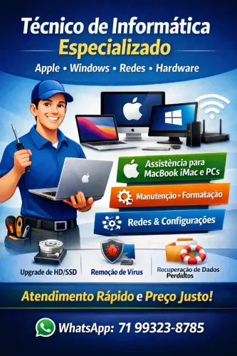 Técnico de Informática Especializado | Apple, Windows, Redes e Hardware