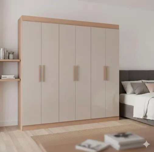 Guarda-Roupa Bartira Ville 6 Portas Avelã com Cappuccino - Novo, Nunca Montado