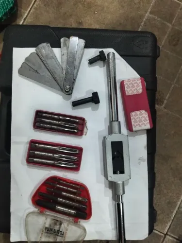 Paquímetro, calibre de lâmina, macho para fazer rosca, kit 4 peças para tirar parafuso enj