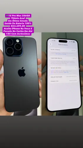 iPhone 15 Pro Max 256GB Azul - Usado