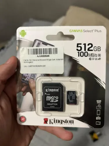 Cartão de Memória Kingston Canvas Select Plus 512GB | Novo Lacrado