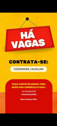 Estamos contratando cozinheira e auxiliar