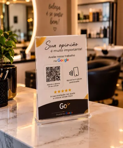 ? PlaquinhPlaquinha a de Avaliação no Google com QR Code e NFC