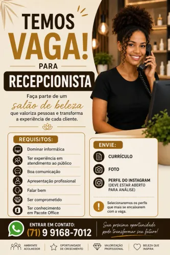 VAGA PARA RECEPCIONISTA