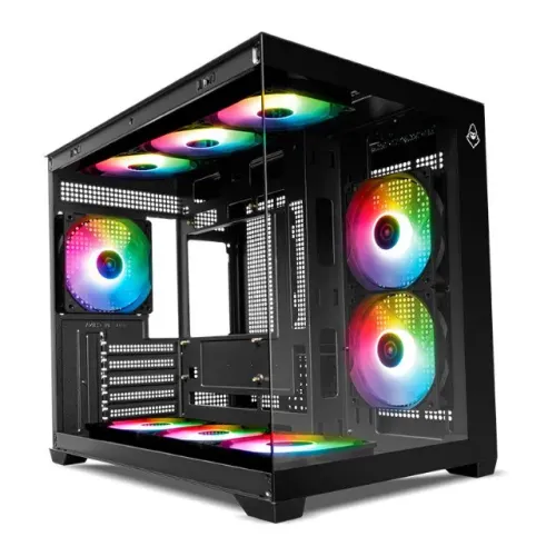 Gabinete Mancer CV450, Mini-Tower, Lateral de Vidro, Com 9 Fans, Preto, Novo, Lacrado