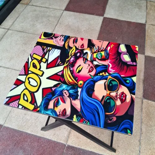 Mesa Lateral Pop Art em Madeira Maciça - Multiuso Moderna e Decorativa