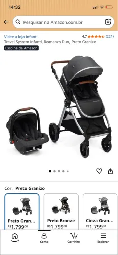 Carrinho com bebe conforto INFANTI travel preto