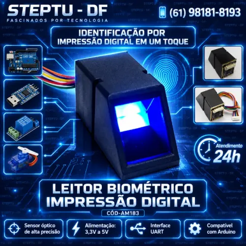 Sensor Leitor Biométrico Impressão Digital Arduino Automação Robotica COD-AM183