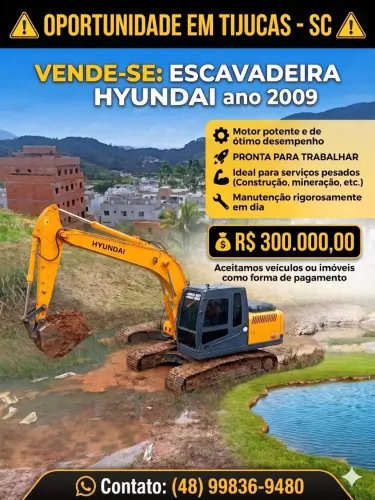 Escavadeira Hyundai 2009 Excelente Estado | Aceito Veículos e Imóveis