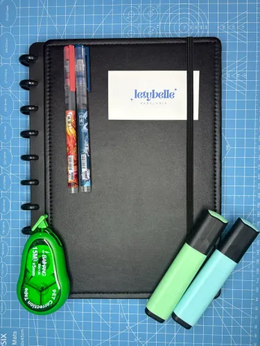 Kit escritório: caderno inteligente (B5) + marca-texto + canetas 0.5