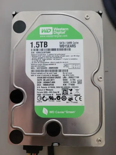 HD WESTERN DIGITAL 1500GB, 1,5TB, SAUDÁVEL 100%, SÃO MIL E QUINTOS GIGAS DE ARMAZENAMENTO