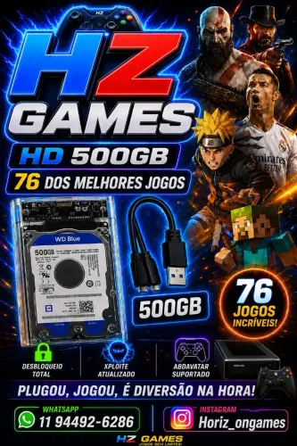 HD 500 GB COM 76 DOS MELHORES JOGOS