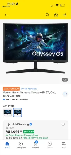 VENDO MONITOR ODYSSEY SAMSUNG LACRADO
