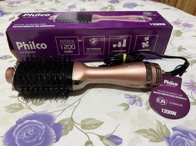 : Escova Secadora Philco Soft Rose Gold PEC08 1200W - Pouco Uso