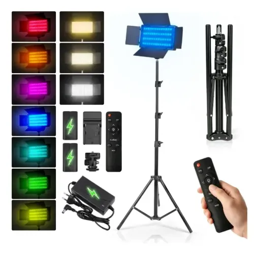 Iluminador De Led Com Tripe Rgb Luz Highlight Profissional