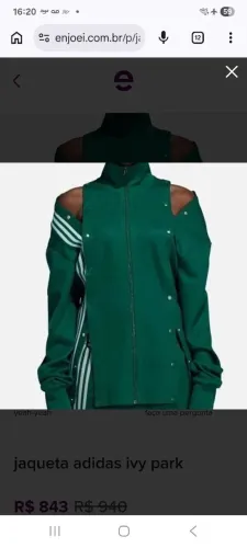 jaqueta sem uso oversize, unissex ivy park / adidas, p