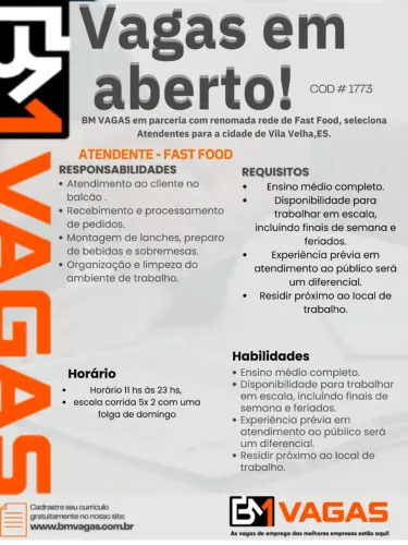 Atendente - Fast Food
