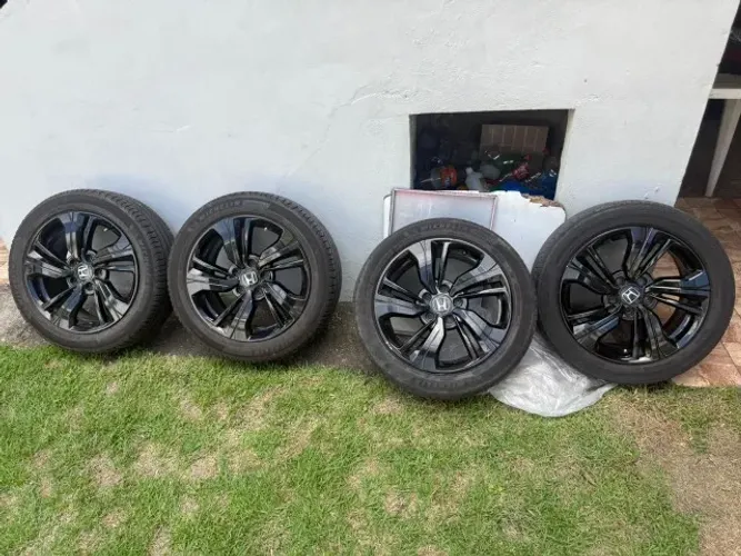 ogo de Rodas Aro 17 Civic g10 - Black Piano+Pneu Michelin ACEITO CARTAO