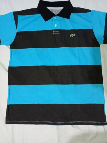 FRETE GRÁTIS parcele 2X S/ JUROS Camisa Polo Lacoste Original Listrada Azul e Preta Tam P