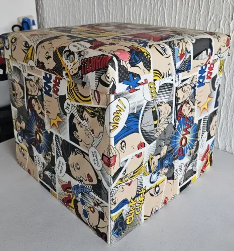 Puff Baú Dobrável Estilo Retrô Pop Art