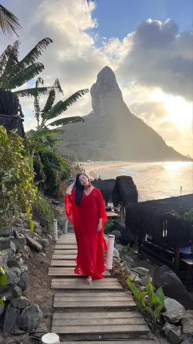 Vestido / saída de praia / kafta vermelha longa 