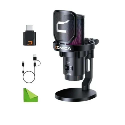 Microfone Comica Ejoy Uni Pro A Preto Condensador Rgb Preto