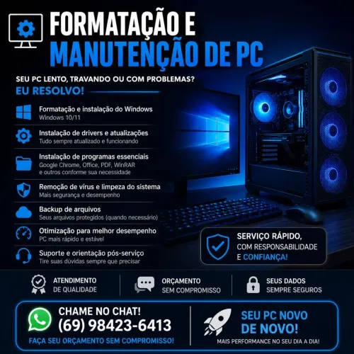 Formatação e manutenção de PC | Atendimento em domicílio