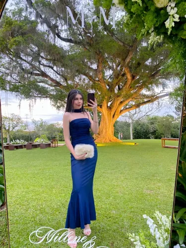 Vestido azul longo