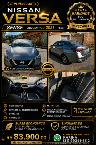 Nissan Versa Sense 1.6 16V Flex AUT 2021