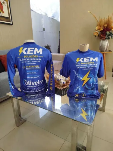 Calça em Brim reforçada mais Jaleco, Camisas malha manga longa, Polo Bordada