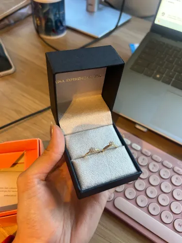 Anel de Ouro Solitário Noivado 18k