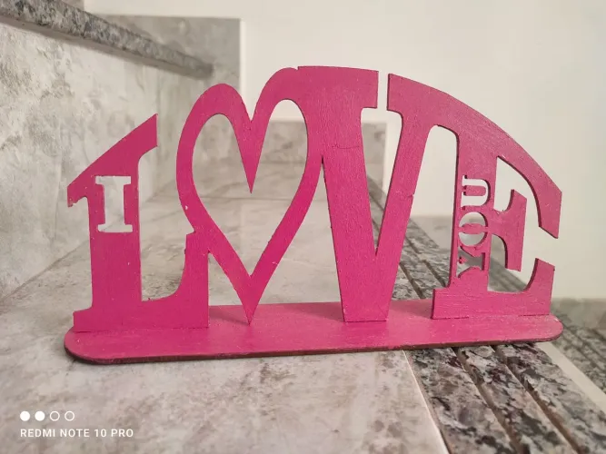 I love you rosa em MDF para decoração