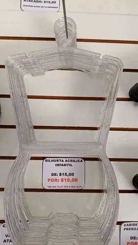 Cabide silhueta acrílico adulto até 18/07