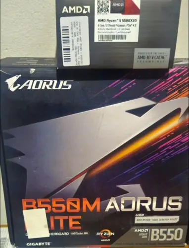Processador Ryzen 5 5500x3d + placa mãe am4 aorus elite b550m