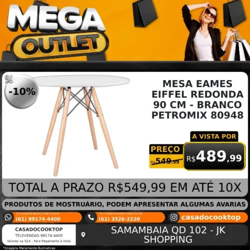 MESA EAMES EIFFEL REDONDA 90 CM - BRANCO PETROMIX  80948