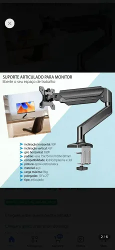Este suporte articulado de mesa em aço
