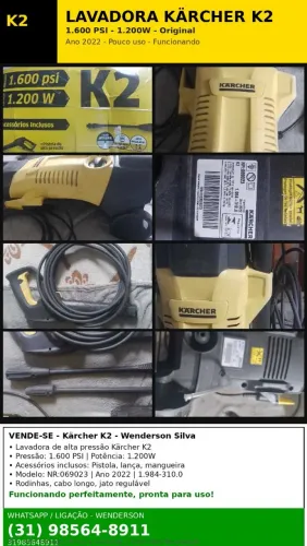 Lavadora de alta pressão katcher k2