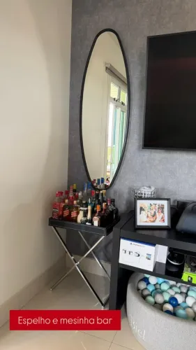 Espelho oval decoração moldura preta excelente estado
