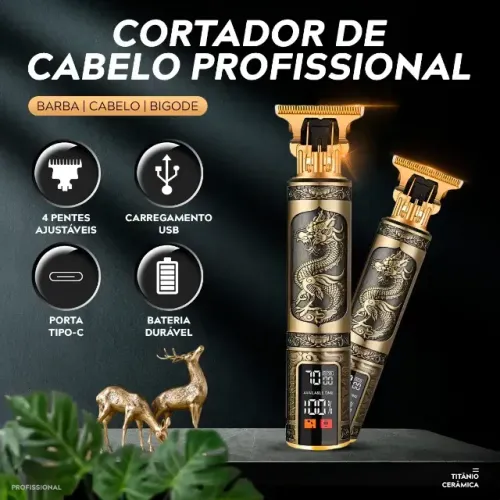 Maquina De Cortar Cabelo Barbear Profissional Com Visor