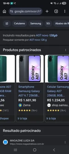 A07 Samsung semi novo