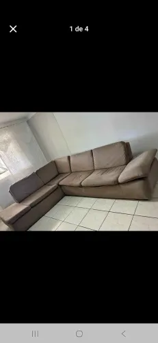 A venda um lindo? sofá de canto tecido sued super confortável semi novo aceito cartão 
