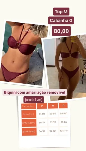 Biquini marsala com amarração removível